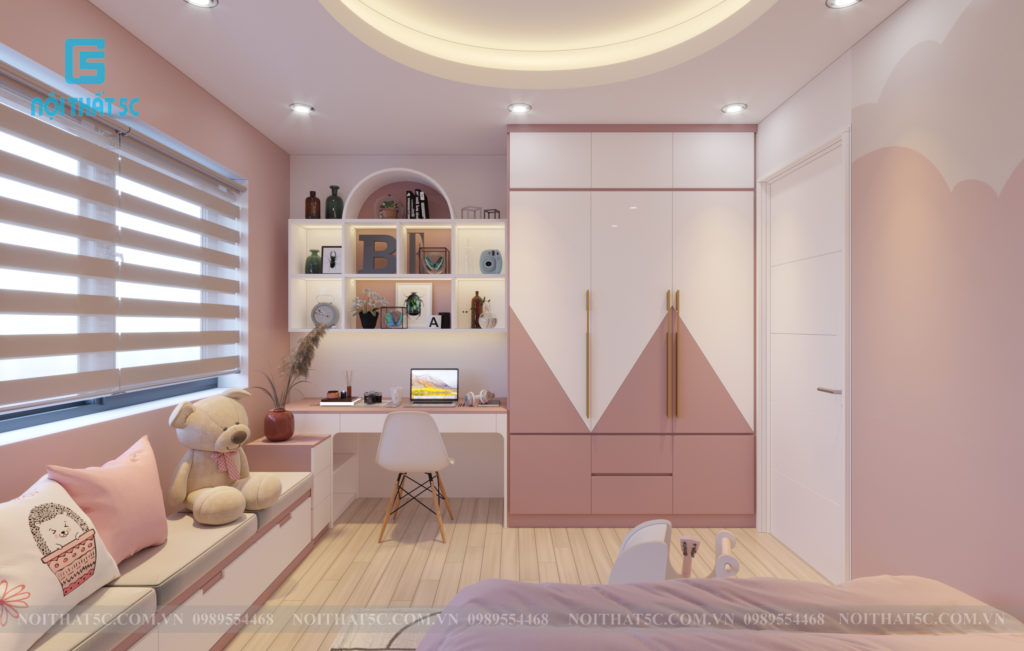 Thiết kế phòng ngủ với nội thất tích hợp giúp tăng vẻ đẹp căn phòng