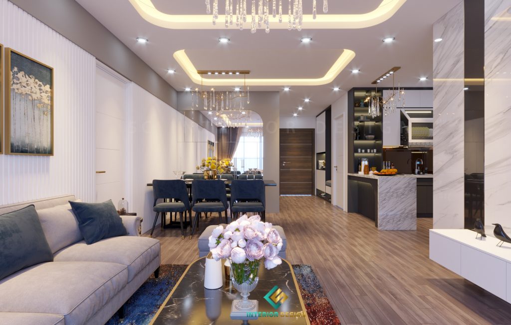 Thiết kế nội thất chung cư 100m2 phong cách hiện đại đẹp tiện nghi
