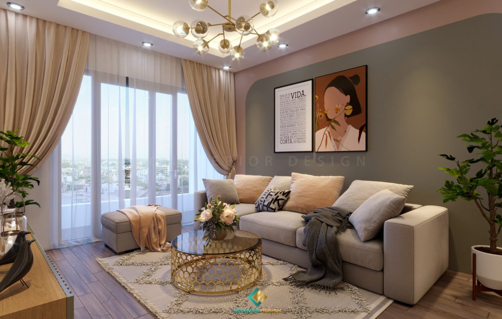 Thiết kế nội thất phòng khách chung cư 70m2
