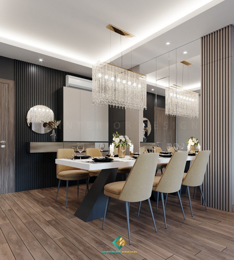 Thiết kế phòng bếp chung cư sang trọng với nội thất cao cấp