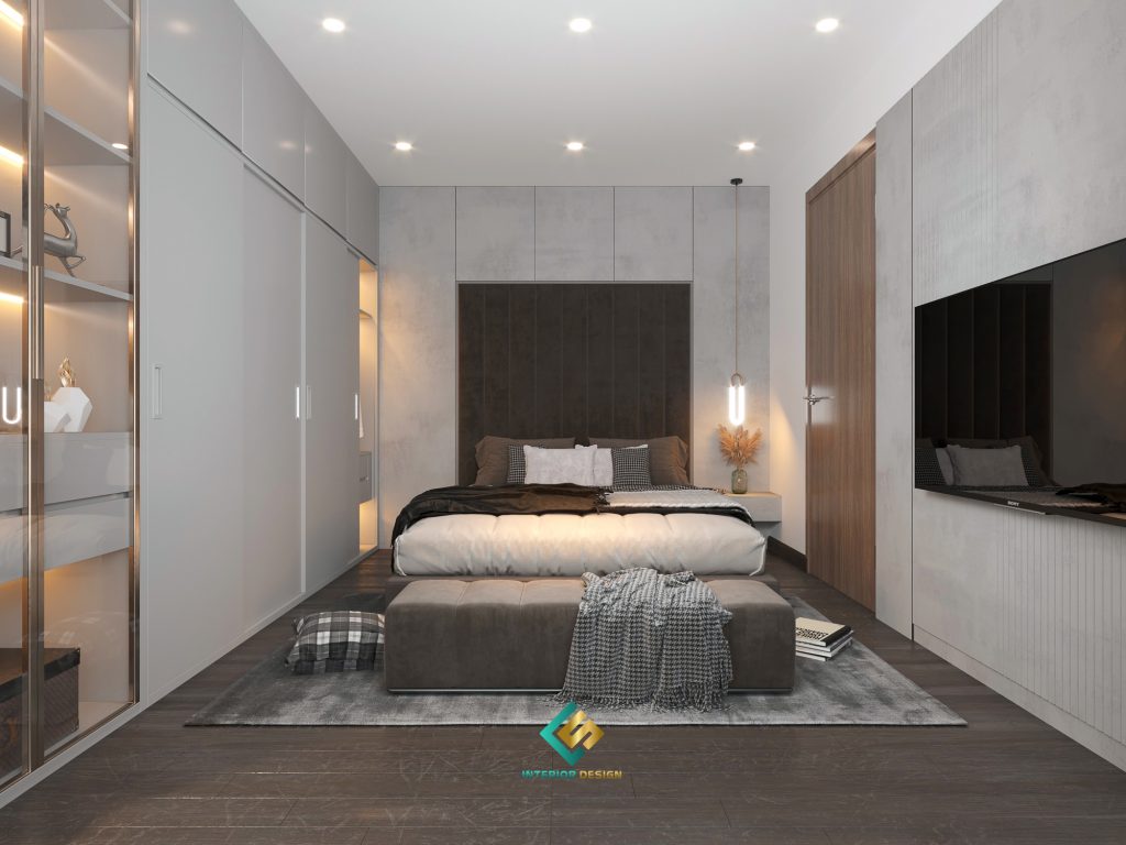 Thiết kế nội thất chung cư 2 ngủ với phòng ngủ Master đẹp hiện đại