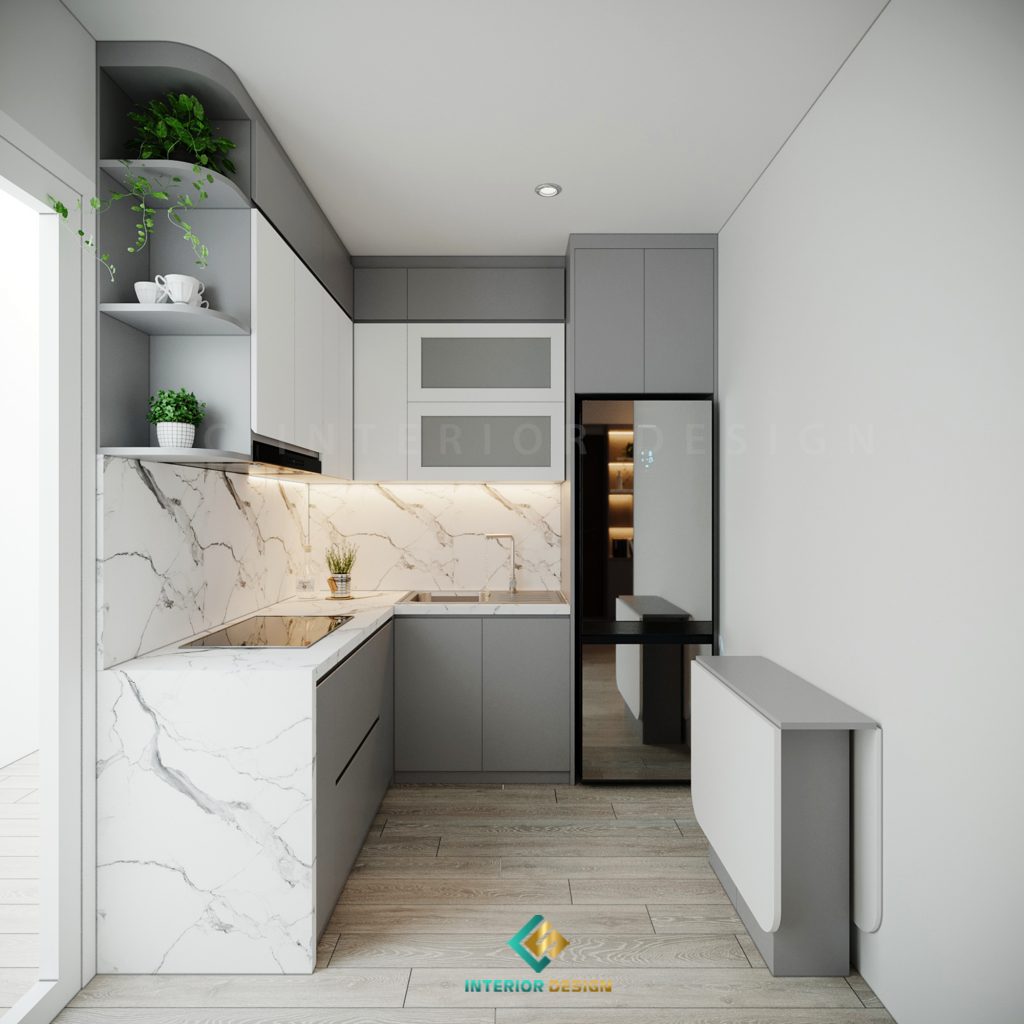 Tủ bếp sơn sang màu tạo cảm giác rộng rãi cho không gian có diện tích nhỏ