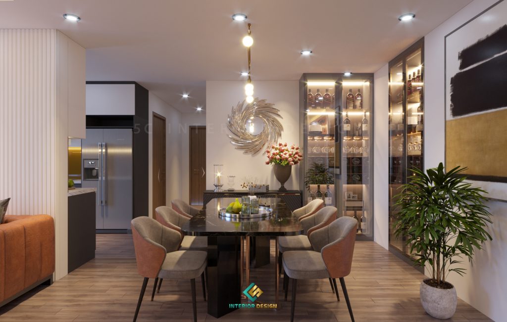 Không gian phòng ăn sang trọng - ấm áp hơn với thiết kế tủ rượu