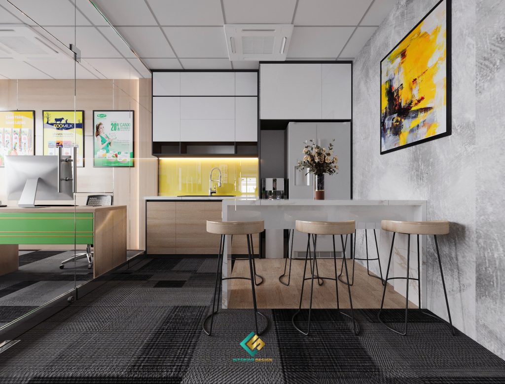 Quầy bar công ty thiết kế đẹp tiện nghi phục vụ nhân viên