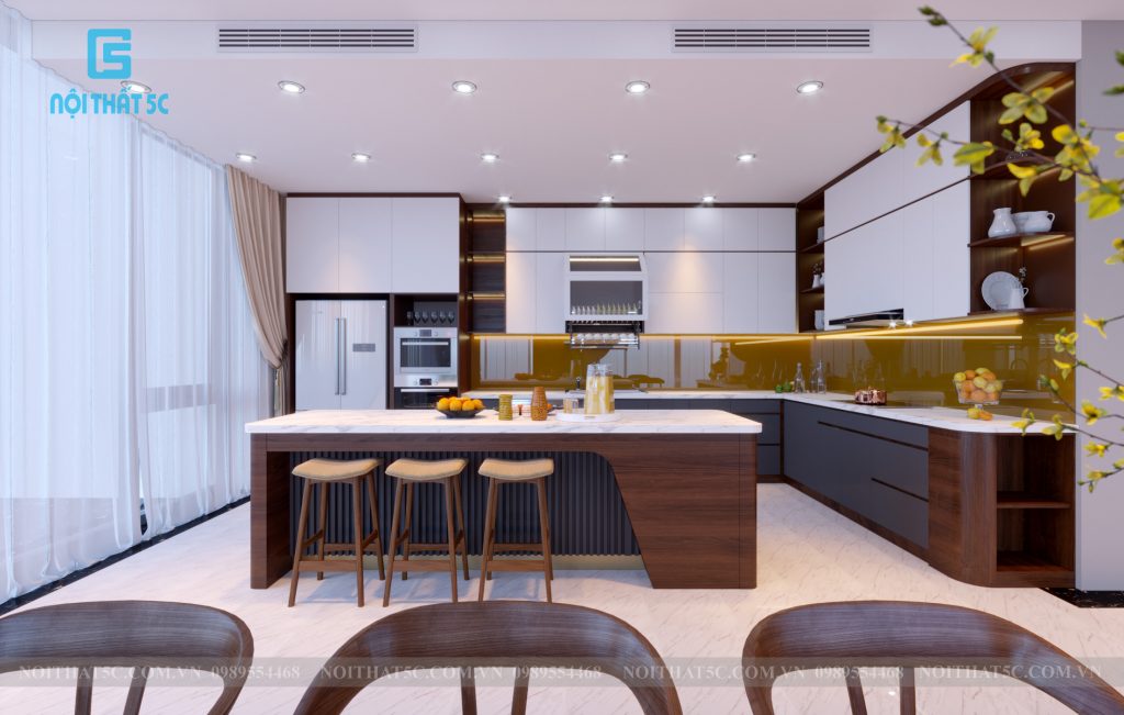 Mẫu đảo bếp mặt đá sang trọng, tinh tế