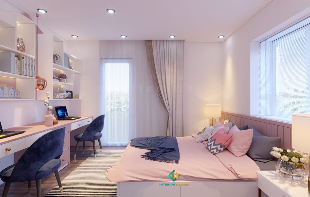 Góc học tập đầy đủ tiện nghi và ánh sáng tự nhiên