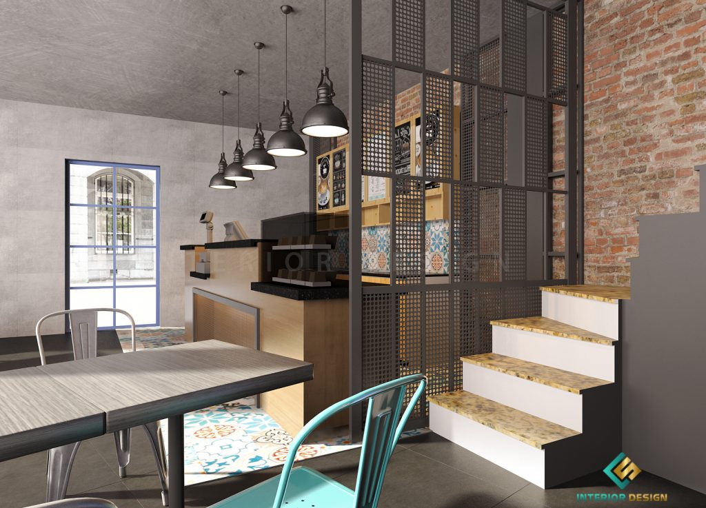 Quán cafe với gam màu trung tính, hiện đại