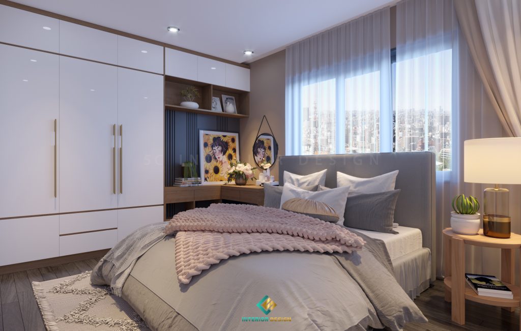 Thiết kế tủ quần áo tích hợp bàn trang điểm tinh tế, hiện đại